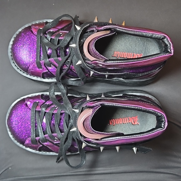 Demonia Plant Neptunez 100 UV Unisex Platform Purple Glitter Hologram Sneakers - Picture 12 of 16